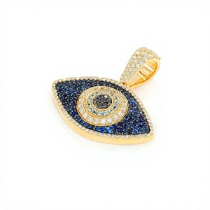 Custom Design 925 Sterling Silver Gold Plated <b>Iced</b> Christian <b>Eye</b> Protection Minimalist Egyptian <b>Eye</b> Fine Pendant Charms Necklace - Product Image 1