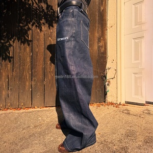 Jeans sur mesure de haute qualité, vintage, en denim brut, coupe ample, en denim selvedge 100% coton lourd - Product Image 2