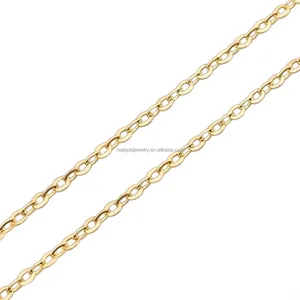 Goedkope Prijs Echt 14K 9K Solid Gold Platte Kabel Ketting Real Gold Kabel Cross Kettingen Groothandel