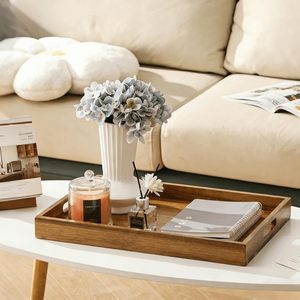Unique Kitchen <b>Trays</b> Set Food Wood Valet <b>Trays</b> Serving Platter Party extra <b>Large</b> Acacia Wood Serving <b>Tray</b> With Handles - Product Image 3