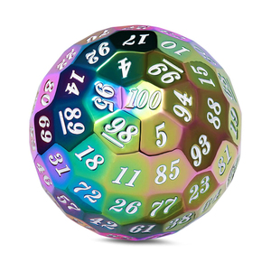 Dado Poliedrico de 100 Caras de Aleación de Zinc Metálico de 50 mm, Dado Único D100 para Juegos de Mesa de Calabozos y Dragones, Arcoíris - Product Image 1