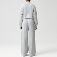 Ensemble de survêtement décontracté Bnice 2549 pour femme, automne-hiver, avec col montant et demi-zip, haut court et pantalon large taille haute