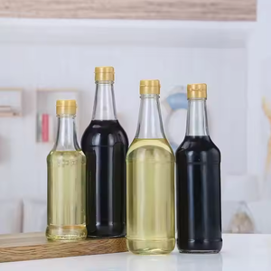 250ml 350ml 420ml 470ml 500ml 12oz 16 Contenedor de salsa de soja de vinagre clásico Botella de vidrio de aceite redonda vacía con tapa de plástico - Product Image 6