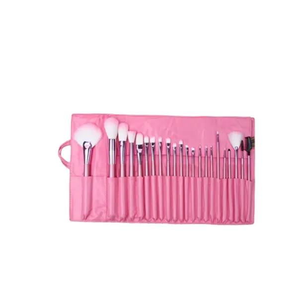 Kit de pinceaux de maquillage, brosses de cosmétique professionnels, rose tendance, 22 pièces, Kit d'outils Super doux, avec étui en cuir rose 1x
