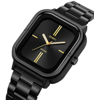 Reloj de Pulsera de Cuarzo Rectangular para Hombre, con Correa de Acero Inoxidable y Cristal, Resistente al Agua, Estilo Minimalista y Moderno