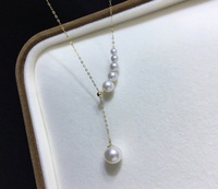 Colliers ajustables en or 18 carats avec perles d'eau douce Edison de qualité AAAAA certifiées NGTC, en forme de Y, de 3,5 à 9 mm, pour femmes, vente en gros
