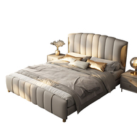 Lit Queen moderne de haute qualité, mobilier de chambre à coucher de luxe léger, lit double en cuir microfibre, lit King Size 1,8 m