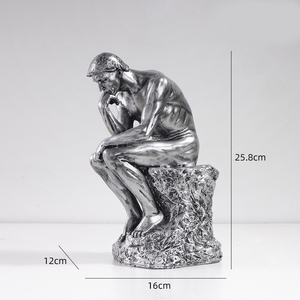 Venta al por mayor de figuritas griegas, estatua de pensador plateado, Esculturas Contemporáneas europeas para sala de meditación, decoración clásica para el hogar - Product Image 5
