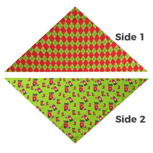 وشاح للكلاب لعيد الميلاد بطباعة مزدوجة الجانب، نمط شجرة عيد الميلاد وسانتا كلوز، مصنوع من البوليستر للصيف - Product Image 4
