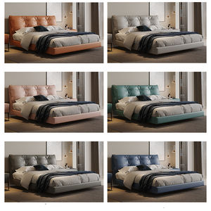 Cama <span class=keywords><strong>de</strong></span> suspensión <span class=keywords><strong>de</strong></span> cuero minimalista italiana, cama <span class=keywords><strong>de</strong></span> <span class=keywords><strong>matrimonio</strong></span> doble <span class=keywords><strong>de</strong></span> lujo, refrigeración para apartamento pequeño, <span class=keywords><strong>dormitorio</strong></span> principal <span class=keywords><strong>de</strong></span> madera - Product Image 3