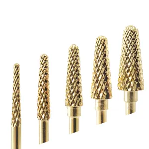 Gold Taper Shape Mũi Khoan Quay Bit Móng Tay Điện Và Đệm Cho Acrylic