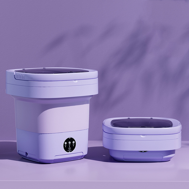 11L Mini Folding Electric Plastic Washing Machine Powerful Automatic with 40 UV Printing Portable RV Bathroom Accessory