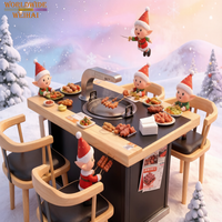 Table de barbecue coréen sans fumée en acier inoxydable pour usage commercial, avec contrôle tactile, 2 brûleurs, sécurité flamme/oxygène