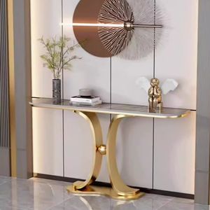 Tavolo Console BTCT002 in Stile Arte Moderna con Piano in Marmo e Struttura in Metallo per Ingresso, Soggiorno, Casa o Hotel - Product Image 2