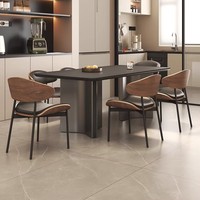 Table à manger en pierre frittée italienne, style luxe léger, rectangulaire, 6 places, ensemble de table de cuisine pour maison moderne, villa