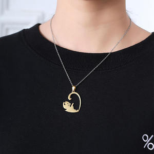 Beyaz siyah kedi dostluk sevgililer günü kolye için özel takı paslanmaz çelik kadınlar kızlar için 2024 takı hediye seti - Product Image 6