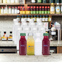 Bouteilles carrées jetables en plastique PET de 10 oz pour boissons froides, jus, lait, avec bouchon à vis