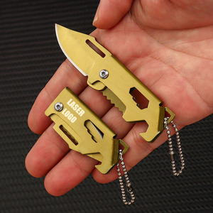 LFEDC fábrica gran oferta al por mayor EDC Acero inoxidable Color oro Mini plegable llavero cuchillo con abrebotellas - Product Image 1