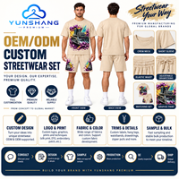 Ensemble deux pièces personnalisé pour homme : T-shirt d'été respirant en mélange de coton imprimé sérigraphié Chrome Armor Bulldozer et short à cordon de serrage