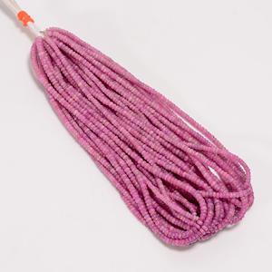 ลูกปัดแซฟไฟร์สีชมพูพร้อมรูปรอนเดลและลูกปัดแซฟไฟร์สีชมพูความยาว16นิ้วจากแอฟริกา - Product Image 1