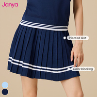 Janya Nouvelle tenue de pickleball, vêtements de badminton, polo à manches courtes en tricot, col polo, jupe plissée courte de tennis, ensemble 2 pièces pour femmes