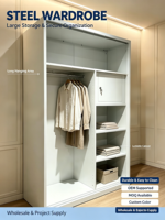 Armoire en acier avec portes coulissantes et miroir, placard métallique avec motif floral UV, armoire de chambre à coucher pour la maison et l'hôtel