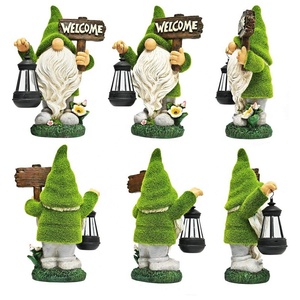2024 nhựa sân nhà ban công bãi cỏ Gnome bức tượng lùn bức tượng giữ đèn lồng xẻng trang trí ngoài trời năng lượng mặt trời ánh sáng sân vườn - Product Image 1
