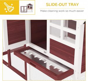 Conigliera in legno da 49 pollici con recinto esterno marrone per divertimento all'aperto |   Rampa Rimovibile Impermeabile per Tetto in Asfalto con Vassoio Bloccabile a Più Livelli per Conigli - Product Image 4