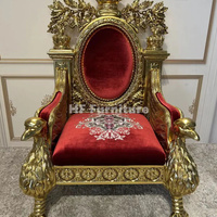 Chaise de trône tuftée victorienne de style baroque fauteuil en velours rouge de luxe royal chaise de salon en or antique à cadre en bois massif