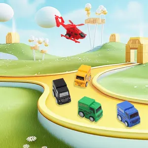 9pcs plastic sliding mini cartoon kids friction super truck toys Expers Service Truck Mini Toy Set 9pcs