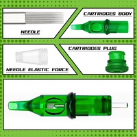 Aiguilles de cartouche de tatouage jetables en acier inoxydable LBB, vertes, professionnelles, pour l'art corporel, qualité OEM, vente en gros, 100 % stérilisées au gaz EO