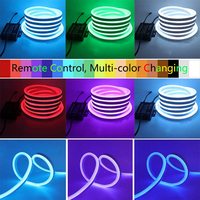 Colokan adaptor lampu tahan air warna neon, tali lampu neon RGB untuk dekorasi