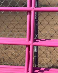 Venta al por mayor paneles de valla de seguridad de 8 pies pluma de estilo alto 5 rieles recubiertos de caballo Rosa Panel De Patio barato al por mayor enrejado de seguridad - Product Image 5