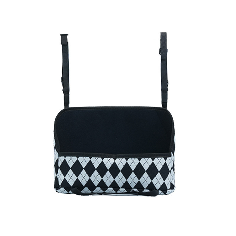 Pochette de sac à motif losanges noir et blanc en jacquard