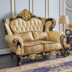 JINS <span class=keywords><strong>Sofa</strong></span> kulit Eropa 1234 ruang tamu ukiran kayu padat seluruh Set lapisan kulit sapi besar dan kecil apartemen Amerika - Product Image 5