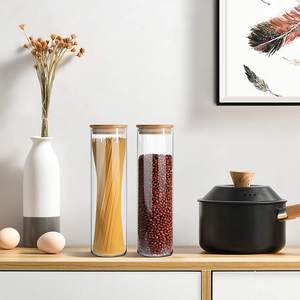 Barattoli per alimenti in vetro 1400 con coperchi a morsetto ermetico contenitori da cucina per cereali e conserve di farina <span class=keywords><strong>muratore</strong></span> quadrato - Product Image 2