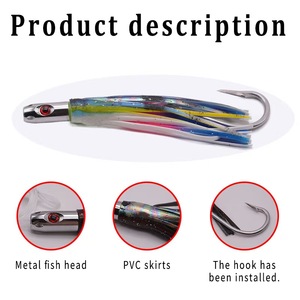 Señuelo de Pesca de Arrastre de 5 Pulgadas para Grandes Capturas, Faldas de Calamar con Cabeza de Resina, Faldas de Silicona para Pulpo y Calamar, para Marlin, Atún y Pesca en Agua Salada - Product Image 5
