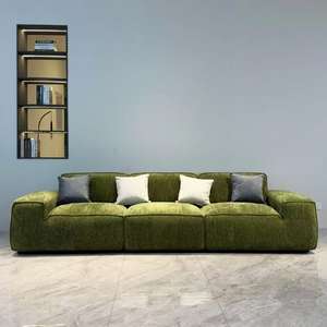 फ्रेंच रेट्रो चेनेल टोफू ब्लॉक इनलाइन फैब्रिक सोफा सरल आधुनिक क्रीमी लिविंग रूम सोफा - Product Image 2