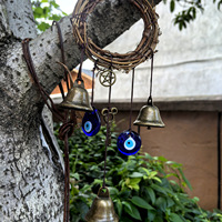 Cloche de prière sorcière exotique et anneau de vigne, pendentif carillon éolien Œil du Diable