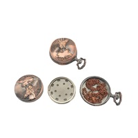 AP Vente en gros d'accessoires pour fumeurs montres broyeur d'herbes 3 couches montre de poche en métal bronze rouge broyeur de tabac avec broyeur à chaîne