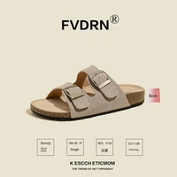 Sandales pour femmes en cuir suédé véritable, été 2025, nouvelles chaussures plates antidérapantes pour la plage et les activités de plein air