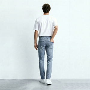 2026 Trend Açık Mavi Slim Fit Erkek Kot Vintage Yıkanmış Streç Denim Pantolon Rahat İş Yumuşak Pamuklu Erkek Pantolon - Product Image 4