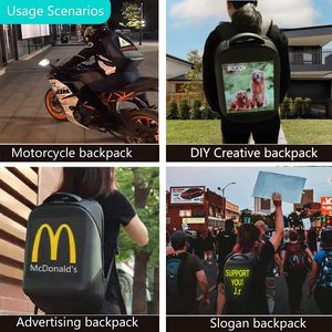 Welaso Smart Bluetooth LED <b>Backpack</b> 20-35L Programmable Display Unisex Laptop Daypack with USB and Rain Cover - Product Image 4
