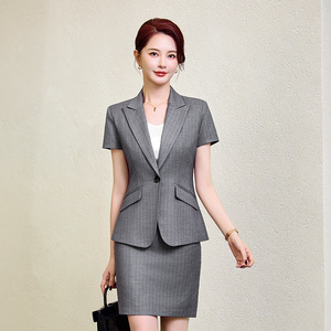 Women's Suit <b>Set</b> Short Sleeve Summer <b>Office</b> Lady Breathable Worsted Professional Workwear - Product Image 2