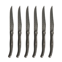 Ensemble de 6 couteaux à steak Laguiole en acier inoxydable, personnalisé, fait main, entièrement en acier inoxydable, finition délavée à la pierre, couverts en métal