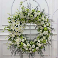 Composition funéraire personnalisée, couronne funéraire circulaire, tribuutes florales, fleurs funéraires en forme de cœur ouvert