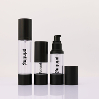 Flacon pompe airless cosmétique de luxe en ABS et aluminium, noir mat, or, argent, 15ml, 30ml, 50ml, 80ml, 100ml, 120ml