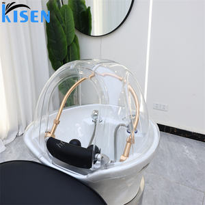 Cama de Masaje Eléctrica <span class=keywords><strong>Reclinable</strong></span> Kisen para Spa Capilar, <span class=keywords><strong>Lavacabezas</strong></span> de Lujo en Blanco, Negro, Gris y Marrón, Muebles de Salón - Product Image 4