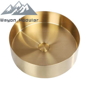 Ensemble de lavabo de salle de bain Wayon Luxury en or brossé, évier rond et robinet en acier inoxydable - Product Image 6