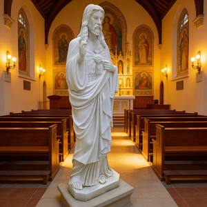 Estatua de Mármol de Jesús Blanca de Diseño Europeo Hecha a Mano y Personalizada para Jardín de Iglesia, Tamaño Real - Product Image 3